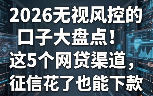 2026无视风控的口子大盘点!这5个网贷渠道,征信花了也能下款