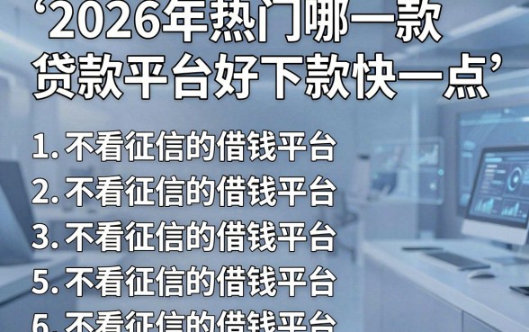 2026年热门哪一款贷款平台好下款快一点，罗列5个不看征信的借钱平台