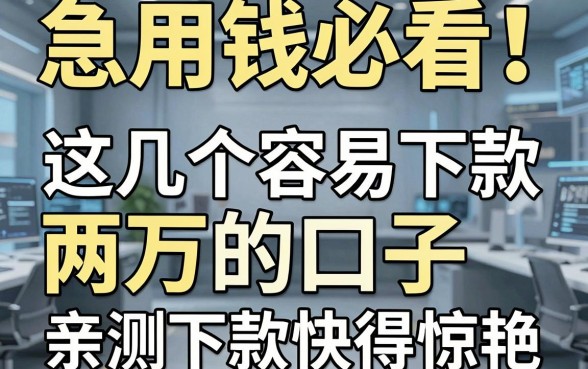 急用钱必看!这几个容易下款两万的口子,亲测下款快得惊艳