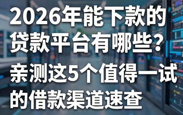 2026年能下款的贷款平台有哪些？亲测这5个值得一试的借款渠道速查！