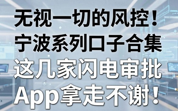 无视一切的风控!宁波系列口子合集,这几家闪电审批App拿走不谢!
