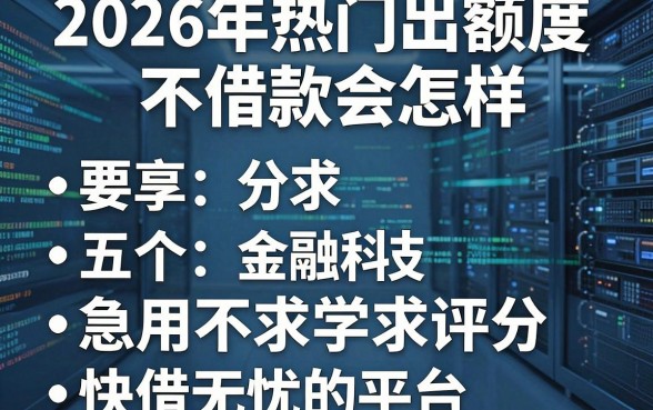 2026年热门出额度不借款会怎样,分享五个急用不求评分快借无忧的平台
