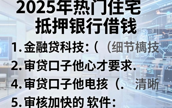 2025年热门住宅抵押银行借钱,梳理五个审贷口子审核加快的软件