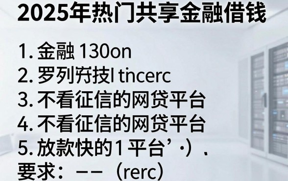 2025年热门共享金融借钱,罗列五个不看征信网贷平台放款快的平台
