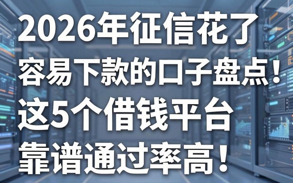 2026年征信花了也容易下款的口子盘点:这5个借钱平台靠谱通过率高!