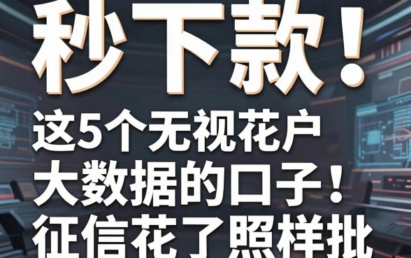 秒下款!这5个无视花户大数据的口子,征信花了照样批!