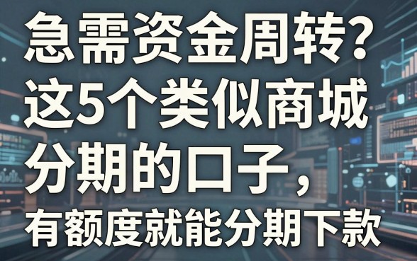 急需资金周转？这5个类似商城分期的口子，有额度就能分期下款！