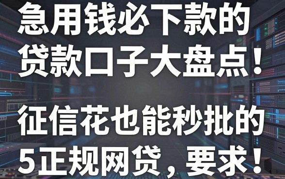 急用钱必下款的贷款口子大盘点！征信花也能秒批的5个正规网贷
