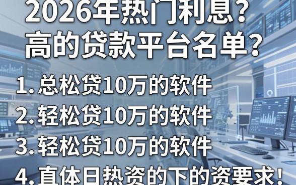 2026年热门利息高的贷款平台名单，总结5个轻松贷10万的软件