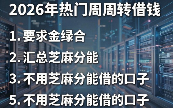 2026年热门周周转借钱,汇总5个不用芝麻分能借的口子