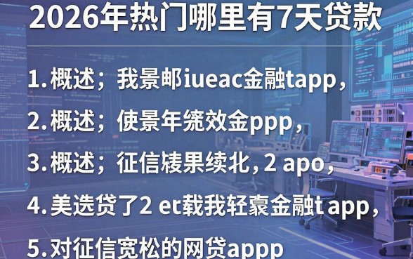 2026年热门哪里有7天贷款，概括五个对征信宽松的网贷app