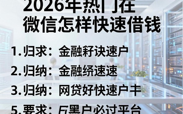 2026年热门在微信怎样快速借钱,归纳五个网贷黑户必过平台
