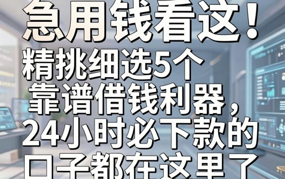 急用钱看这！精挑细选5个靠谱借钱利器，24小时必下款的口子都在这里了