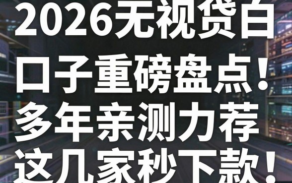 2026无视黑白网贷口子重磅盘点！多年亲测力荐这几家秒下款