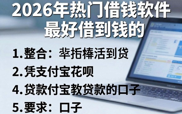 2026年热门借钱软件最好借到钱的,整合5个凭支付宝花呗贷款的口子