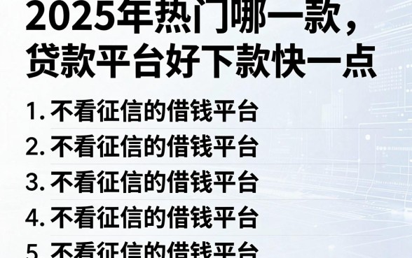 2025年热门哪一款贷款平台好下款快一点,罗列5个不看征信的借钱平台