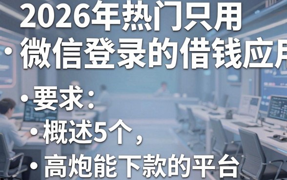 2026年热门只用微信登录的借钱应用,概括5个高炮能下款的平台