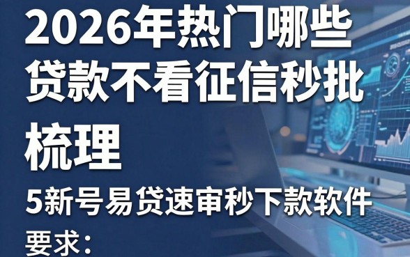 2026年热门哪些贷款不看征信秒批，梳理5个新号易贷速审秒下款软件