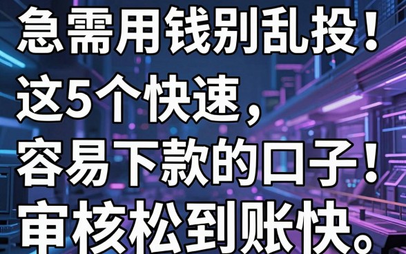 急需用钱别乱投!这5个快速容易下款的口子,审核松到账快,表现惊人!