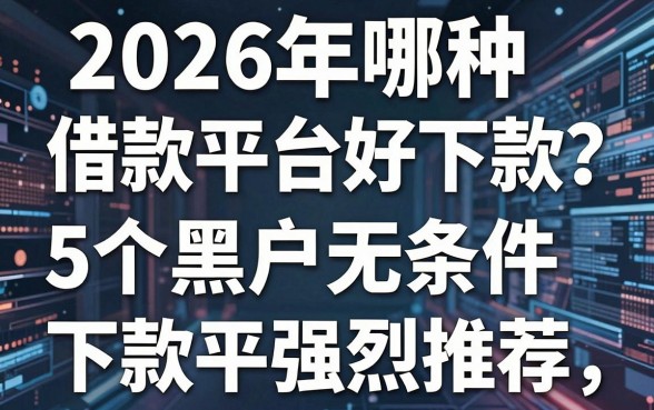 2026年哪种借款平台好下款？这5个黑户无条件下款平台强烈推荐
