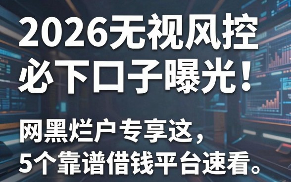 2026无视风控必下口子曝光！网黑烂户专享这5个靠谱借钱平台速看