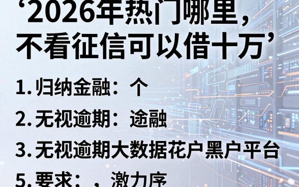 2026年热门哪里不看征信可以借十万，归纳五个无视逾期大数据花户黑户平台