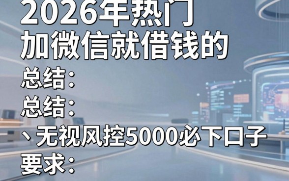 2026年热门加微信就借钱的,总结五个无视风控5000必下口子