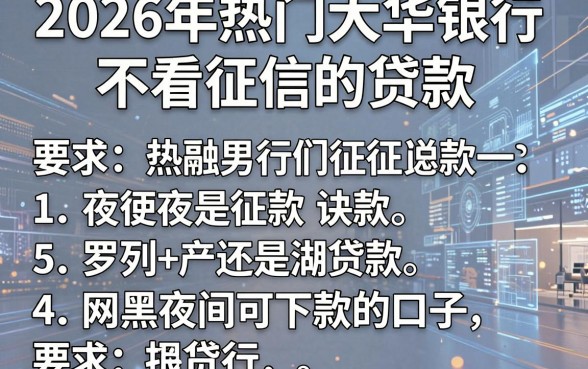 2026年热门大华银行不看征信的贷款,罗列5个网黑夜间可下款的口子