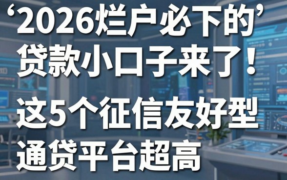 2026烂户必下的贷款小口子来了！这5个征信友好型网贷平台通过率超高