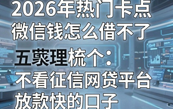 2026年热门卡点微信借钱怎么借不了，梳理五个不看征信网贷平台放款快的口子