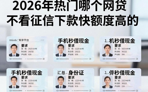 2026年热门哪个网贷不看征信下款快额度高的,汇总五个手机身份证秒借现金的平台