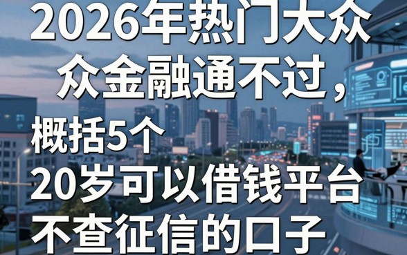 2026年热门大众金融通不过,概括5个20岁可以借钱平台不查征信的口子