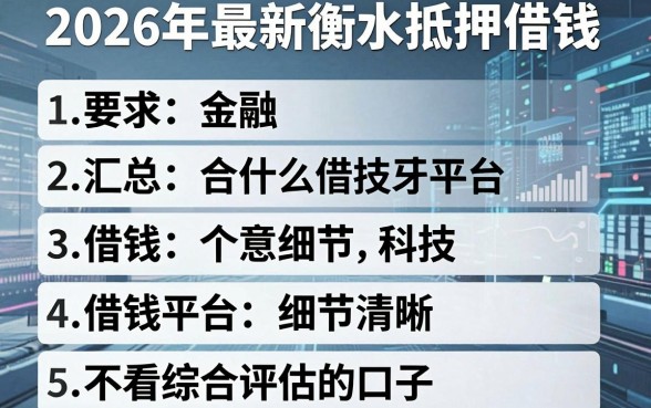 2026年最新衡水抵押借钱，汇总五个借钱平台不看综合评估的口子