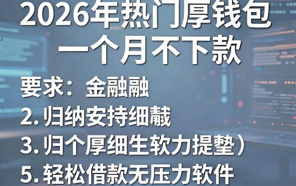 2026年热门厚钱包一个月不下款,归纳5个轻松借款无压力软件