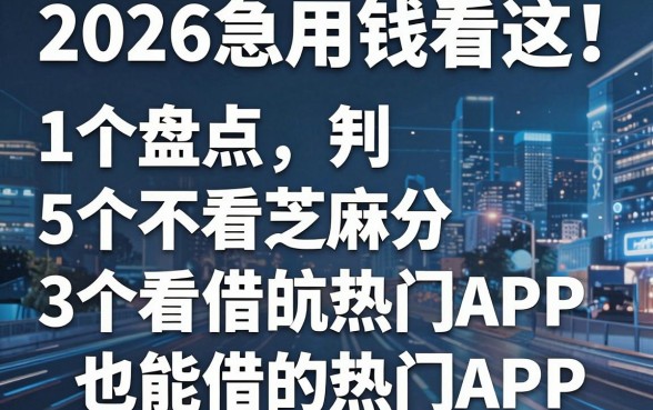 2026急用钱看这！盘点5个不看芝麻分也能借的热门APP