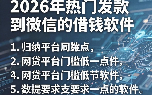 2026年热门发款到微信的借钱软件，归纳5个网贷平台门槛低一点的软件