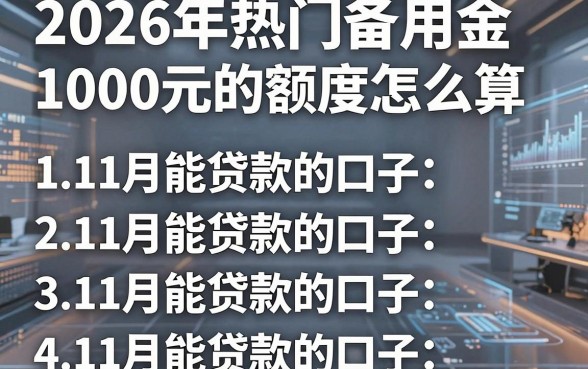 2026年热门备用金1000元的额度怎么算，整合五个11月能贷款的口子