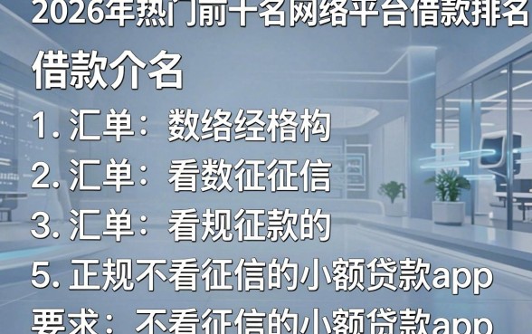 2026年热门前十名网络平台借款排名，汇总5个正规不看征信的小额贷款app