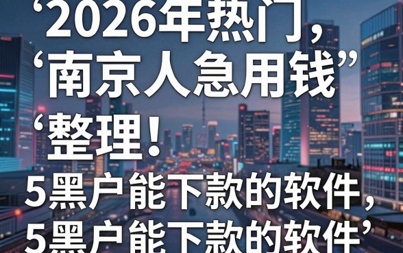 2026年热门南京人急用钱,整理5个黑户能下款的软件