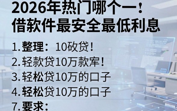 2026年热门哪个借款软件最安全最低利息,整理五个轻松贷10万的口子