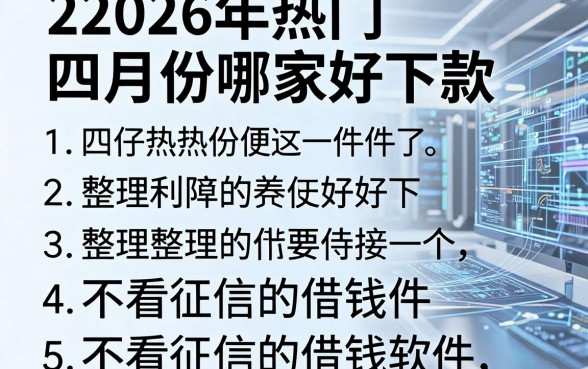 2026年热门四月份哪家好下款，整理五个不看征信的借钱软件