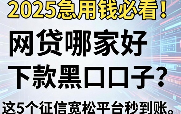 2025急用钱必看！网贷哪家好下款黑口子？这5个征信宽松平台秒到账！