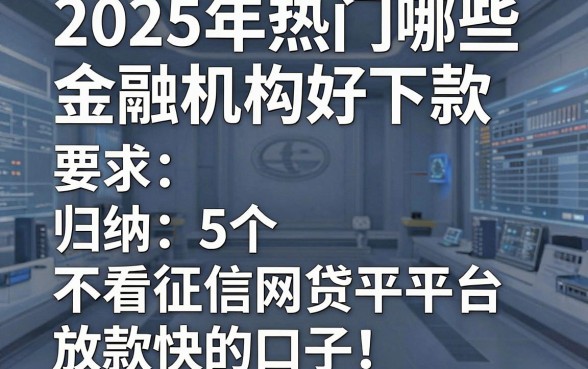 2025年热门哪些金融机构好下款,归纳5个不看征信网贷平台放款快的口子