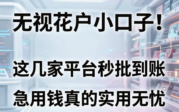 无视花户小口子！这几家精选平台秒批到账，急用钱真的实用无忧