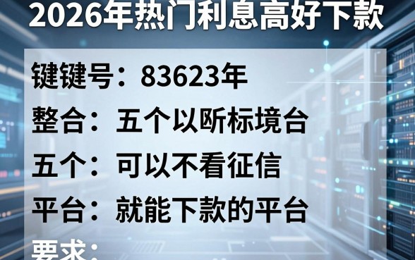 2026年热门利息高好下款,整合五个可以不看征信就能下款的平台