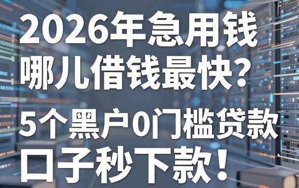 2026年急用钱哪儿借钱最快？这5个黑户0门槛贷款口子秒下款！
