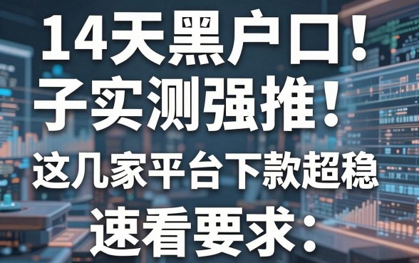 14天黑户口子实测强推！这几家平台下款超稳，速看