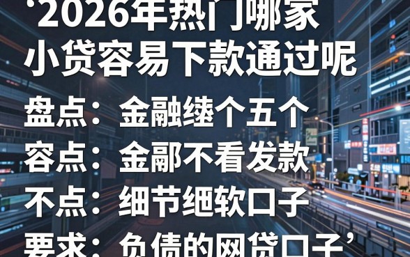 2026年热门哪家小贷容易下款通过呢,盘点五个不看负债的网贷口子