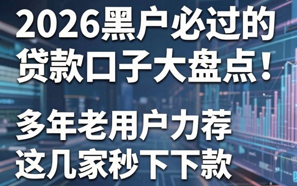 2026黑户必过的贷款口子大盘点!多年老用户力荐这几家秒下款