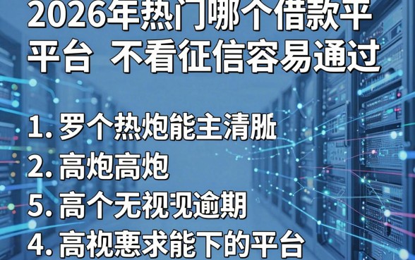 2026年热门哪个借款平台不看征信容易通过，罗列5个高炮无视逾期能下的平台